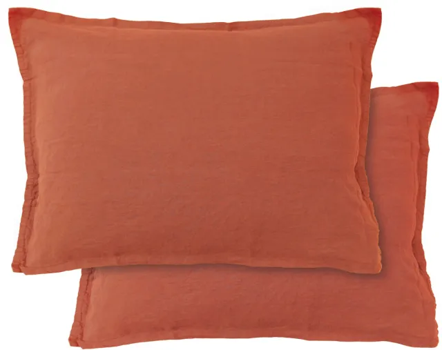 Matt & Rose Set Kussenslopen Sienne - (2x) 50 x 70 cm - 100% Linnen Oranje