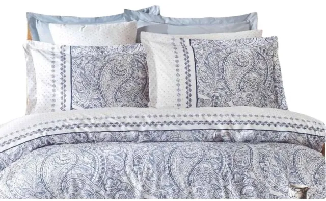 bigbuy Home Dekbedovertrek set Blauw Bed van 200 3 Onderdelen Multicolor