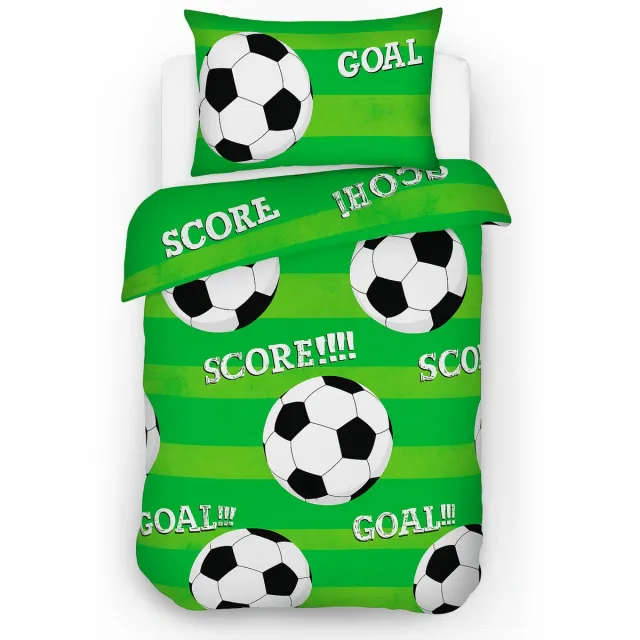 decoware Peuter Dekbedovertrek Voetbal 120x150 cm - Katoen - Voor Peuterbed - Voetbal Thema - Met Kussensloop Multicolor