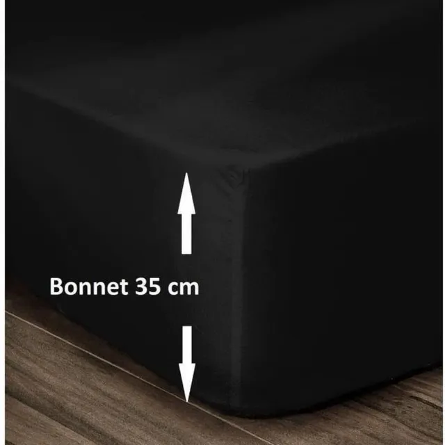 LOVELY HOME Hoeslaken 100% katoen 140x190cm - Muts 35cm - Zwart