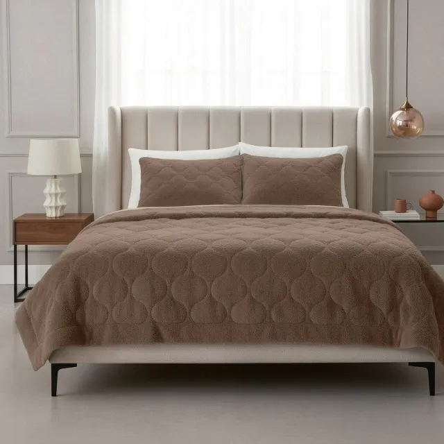 Famanu Teddy Premium dekbed zonder overtrek, bruin, eenpersoons 140 x 200 cm, superzacht en wasbaar Neutraal