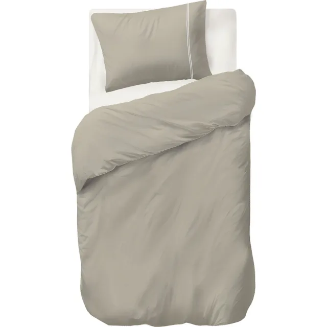 Auping White lines satin Dekbedovertrek - Eenpersoons 140 x 220 cm - Katoensatijn - Beige