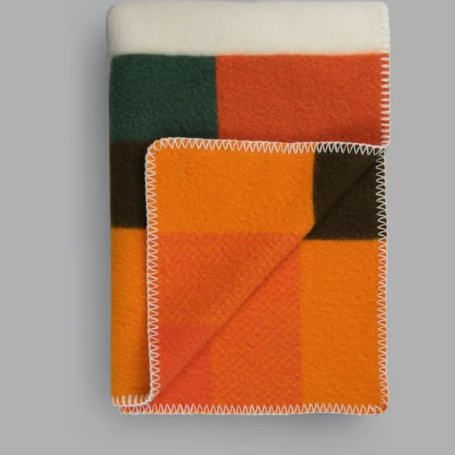 Røros Wollen Plaid - Multicolor/Oranje - Geometrisch Patroon - Røros - 200x135 MulticolorOranje
