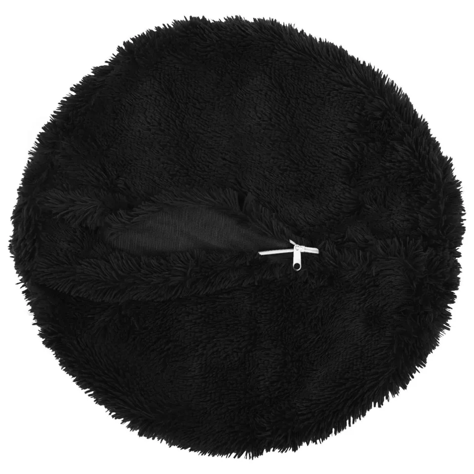 vidaXL Kussensloop 2 st HEERLEN Zwart Dia. 60 cm PV Fleece, foto 4