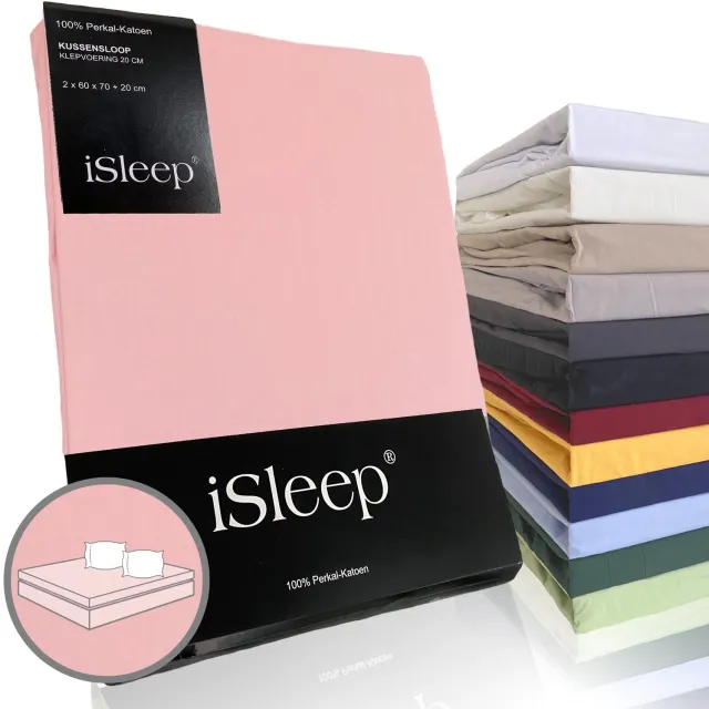 iSleep Perkal Kussenslopen (2 stuks) - 100% Perkal Katoen - 60x70 cm - Oud Roze