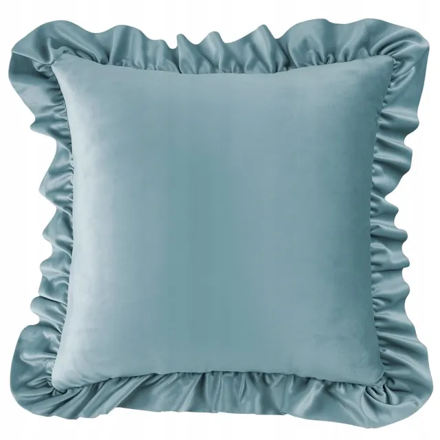 Fitizzio Decoratieve kussenhoes met ruche, 40x40 cm, blauw velours