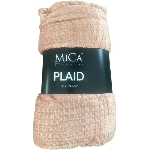 Mica Decorations Mica Plaid Joanne Perzik 180x130 cm – Woonplaid – Zachte Plaid voor Bank en Bed – Decoratieve Deken