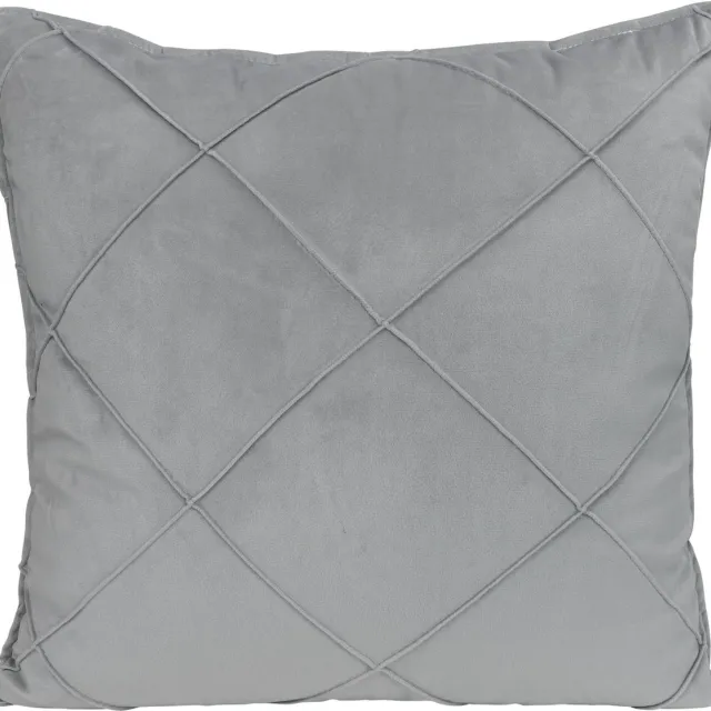 QUVIO Kussensloop geruit - Kussensloop - Kussenhoes - Kussenhoesje - Sierkussen - Kussenbeschermer - Omtrek kussen - Fluweel - 50 x 50 cm - Grijs