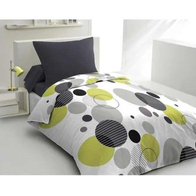 HOME LINGE PASSION Set microvezel beddengoed - BULLES DE REVE - overtrek 140 x 200 cm + 1 kussensloop 63 x 63 cm - Grijs
