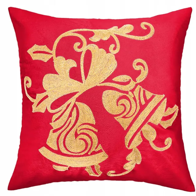 Spod Igły i Nitki Kerstkussenhoes 45x45 cm - Belletjes Rood Goud - Sfeervol
