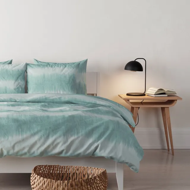 Mistral Home DEKBEDOVERTREK - gewassen katoen - 200 x 200 cm + 2x 65 x 65 cm - tweepersoons - tie-dye - groen Groen/Muntgroen