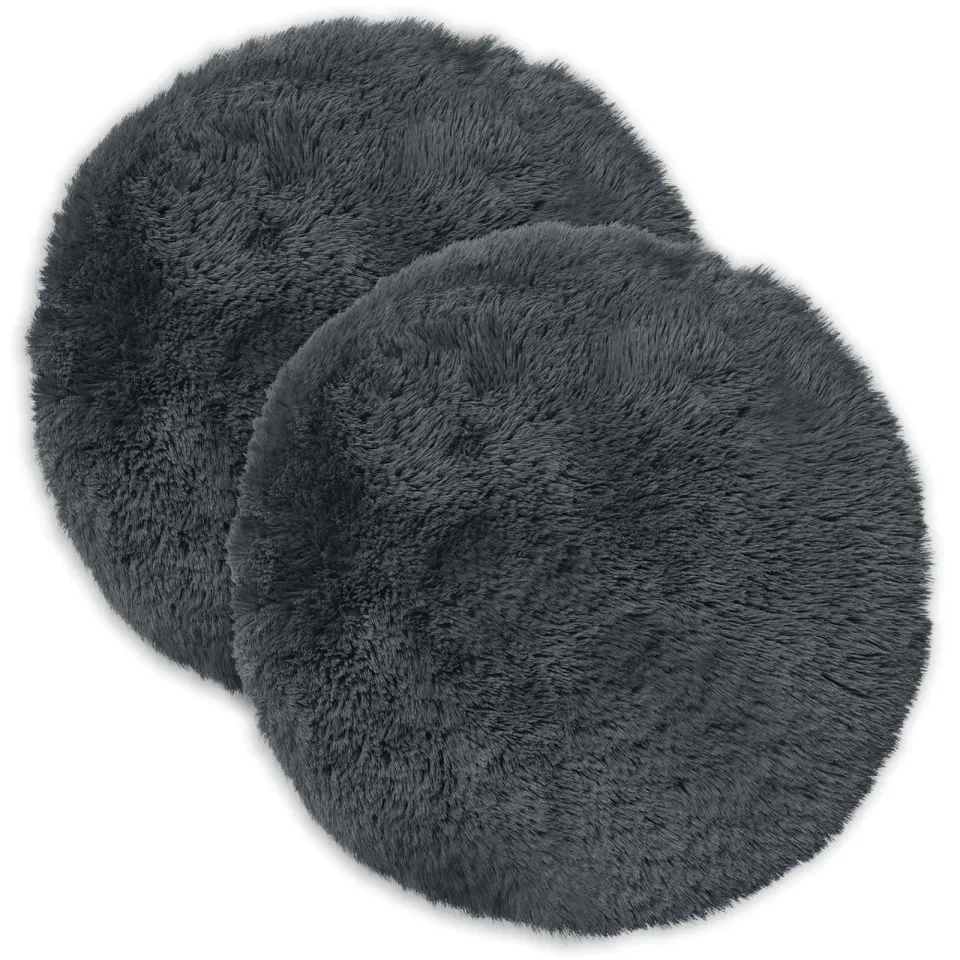 vidaXL Kussensloop 2 st HEERLEN Antracietkleurig Dia. 40 cm PV Fleece, foto 3