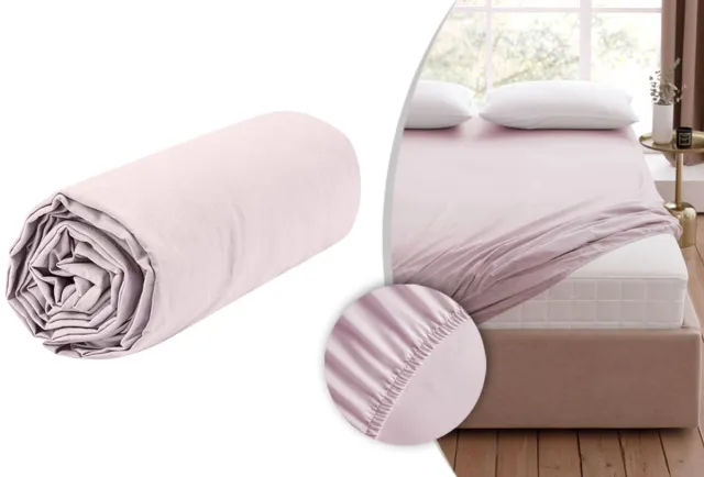Home & Comfort Zacht katoenen hoeslaken met elastiek rondom: 1 + 1 gratis - lila - 140x200 cm Wit