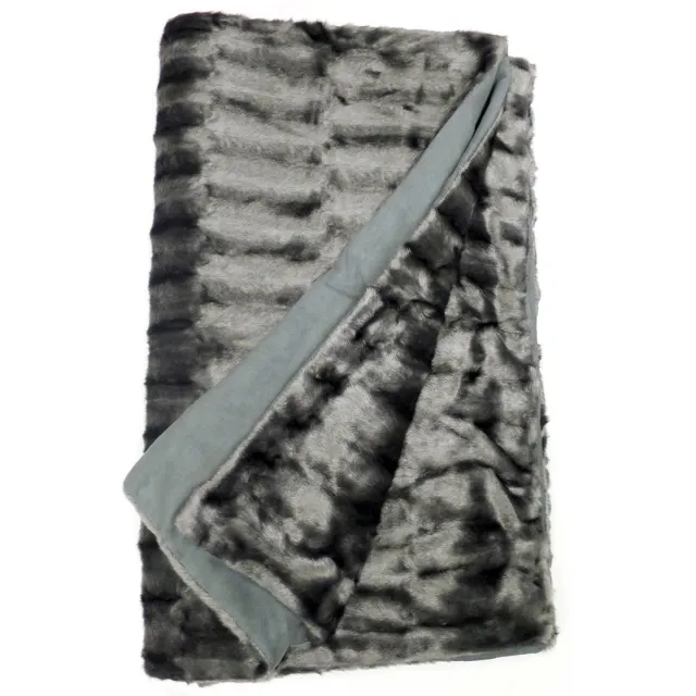 Lavandoux Bont Plaid met Zachte Suedine Voering, Silver Mink 130 x 170 cm | Plaid Bank | Warme Plaid | Deken | Woondecoratie | Imitatiebont | Suedine Gevoerd