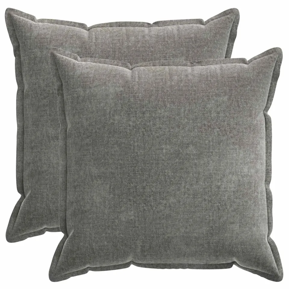 vidaXL Kussensloop 2 st HOUTEN Donkergrijs 55 x 55 cm Chenille Stof, foto 3