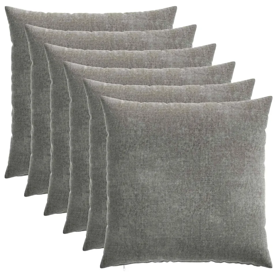vidaXL Kussensloop 6 st HEERLEN Donkergrijs 55 x 55 cm Chenille Stof