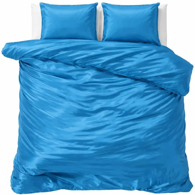 decoware Dekbedovertrek Glans Satijn 240x220 cm - Petrol - Met Kussenslopen - Lits-jumeaux