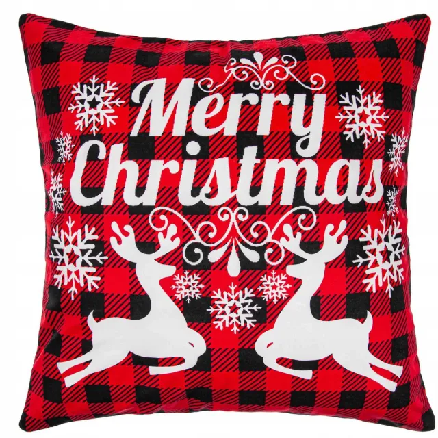 Spod Igły i Nitki Kerst Kussenhoes 45x45 cm - Rood met Rendieren