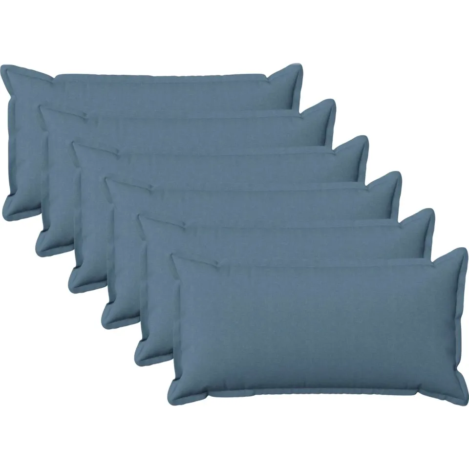 vidaXL Kussensloop 6 st HOUTEN Jeans Blauw 40 x 70 cm Faux Linnen, foto 3