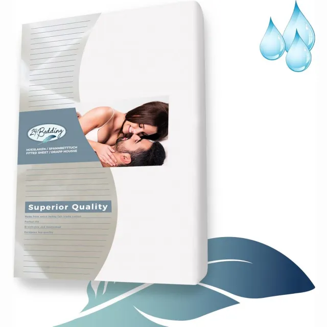 24-Bedding Duopak 2 stuks !! - Waterdicht molton hoeslaken - Incontinentie hoeslaken 90x200 cm Wit