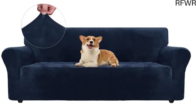 RFWR Rekbare Bankhoes 3 Zits | Elastische Sofahoes Voor Woonkamer | Anti-slip & Krasbestendig | Donkerblauw Teal