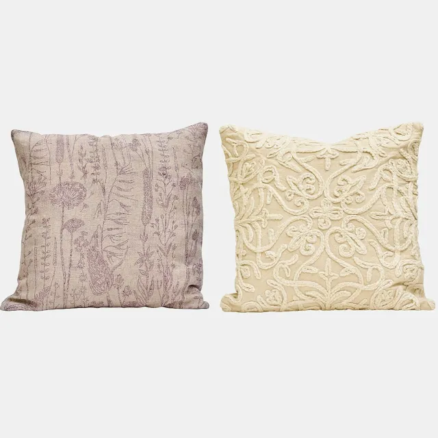 Loberon Kussenhoes set van 2 Floraine beige