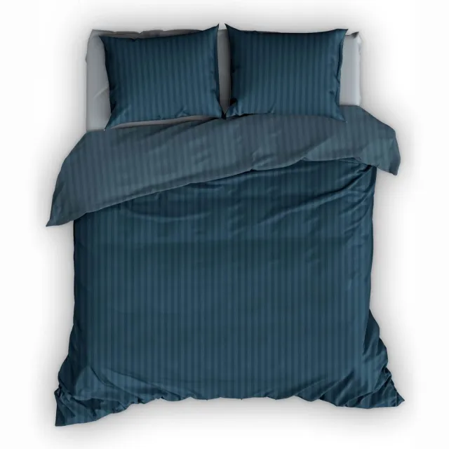 Dekbedovertrek SATIN D'OR satijnstreep teal 100% Katoen Satijn Dekbedovertrek 260x200/220 + 2 slopen