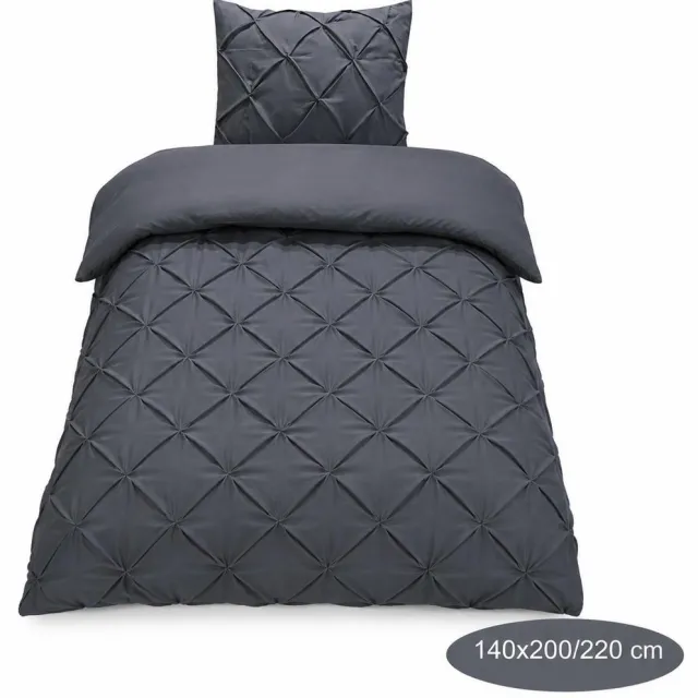 Roden Blue Luxe Geplooid dekbedovertrek - Antraciet - 140x200/220 - Ademend & Zacht - Hotel Chique - incl kussensloop