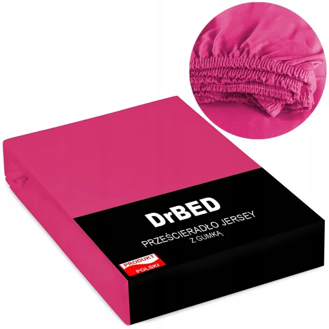 DrBED Jersey Hoeslaken - 90x200 cm - Katoen - Ciemny Roze