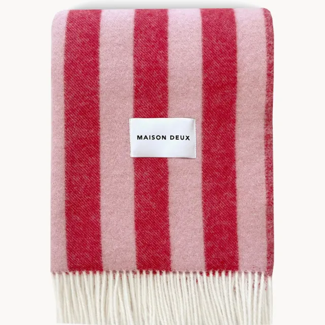 Maison Deux Gestreepte wollen plaid Candy Wrap Rood