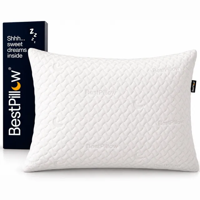 BestPillow Hoofdkussen - 50x70 cm - Tegen nekklachten & nekpijn - Ergonomisch & verkoelend - Geschikt voor zijslaper, buikslaper & rugslaper - Aanpasbaar: zacht of hard kussen - Traagschuim (memory foam) & latex - Premium kwaliteit slaapkussen Wit