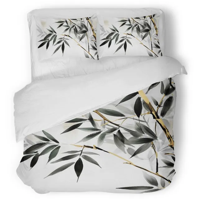Eleganzzz Dekbedovertrek Silent Leaves - White - Dekbedovertrek 200x200/220cm - Micropercal -Tweepersoons - Dekbedovertrekken - Botanisch Dekbedovertrek