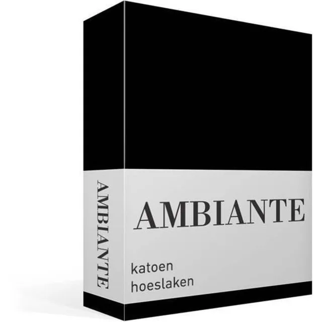 Ambiante Cotton Uni - Hoeslaken - Lits-jumeaux - 200x210/220 cm - Black