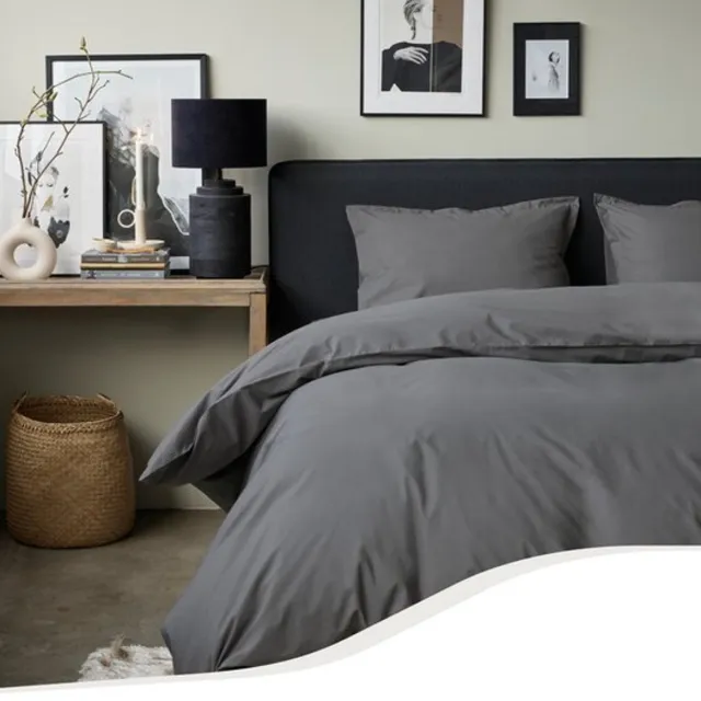 TEMPUR Home by TEMPUR® - Dekbedovertrek van 100% Egyptisch Katoen - strijkvrij en droger geschikt - Antraciet - 240x220 cm - zonder kussensloop