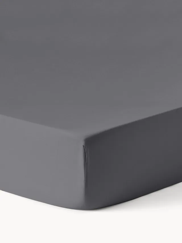 Westwing Collection Topper hoeslaken Comfort, katoensatijn Grijs