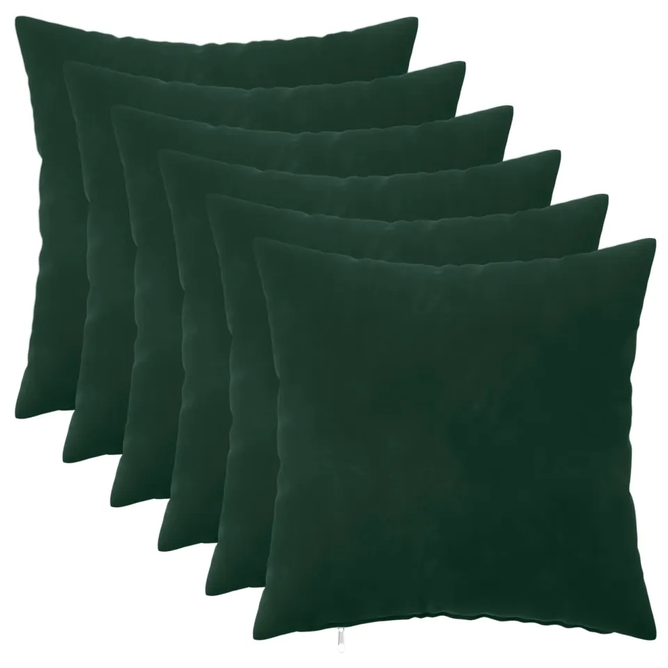 vidaXL Kussensloop 6 st HEERLEN Donkergroen 30 x 30 cm fluweel groen, foto 3