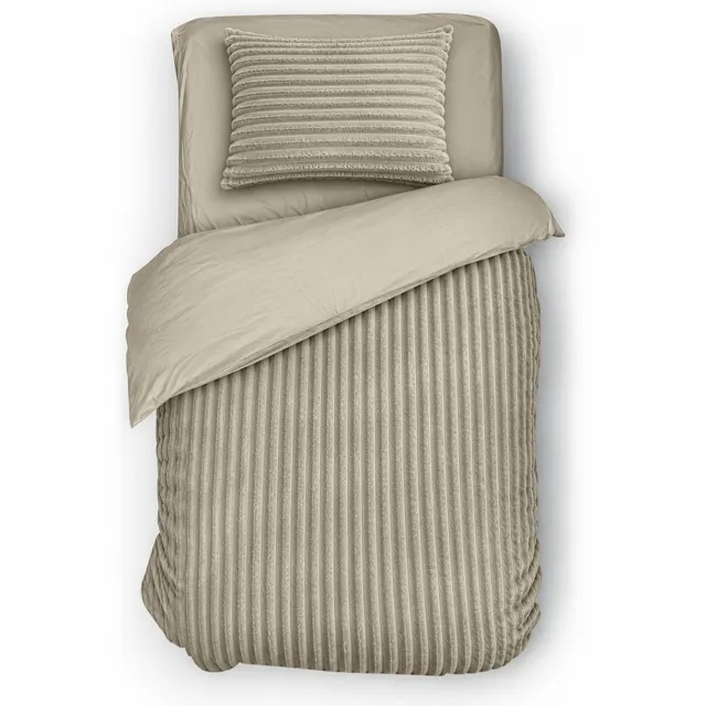 Eleganzzz Dekbedovertrek Teddy Rib Fleece - Beige - Dekbedovertrek 140x200/220cm - 100% Teddy Rib Fleece - Eenpersoons dekbedovertrekken - 140x220cm - Teddy Dekbedovertrek - Fluffy Dekbedovertrek - Effen Dekbedovertrek