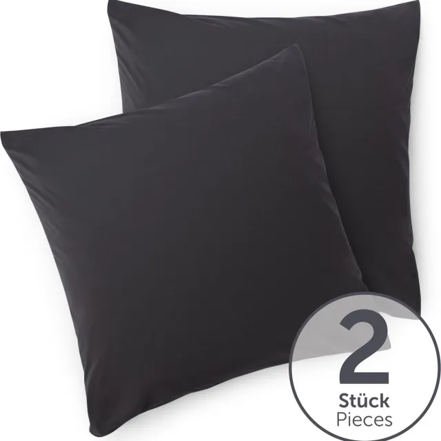Blumtal Set Van 2 Kussenslopen - Superzachte Premium Jersey Kussenhoes - 100% Katoen - 40 x 40 cm - Antraciet