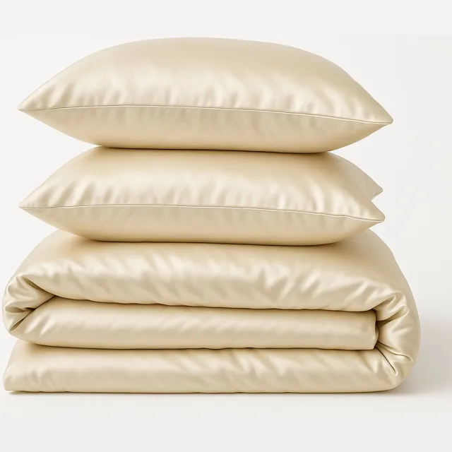 decoware Satijnzacht Dekbedovertrek 200x220 cm – Creme Luxe Glans – Microvezel Polyester – Tweepersoons – 2x 60x70 cm Kussenslopen – Kreukvrij & Strijkvrij Hotelkwaliteit