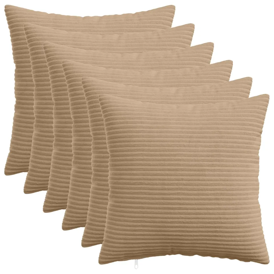 vidaXL Kussensloop 6 st HEERLEN Bruin 30 x 30 cm corduroy, foto 3