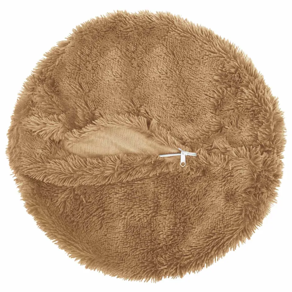 vidaXL Kussensloop 2 st HEERLEN Taupe Dia. 30 cm PV Fleece, foto 4