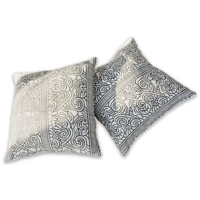 Loberon Kussenhoes set van 2 Ensis zwart/wit