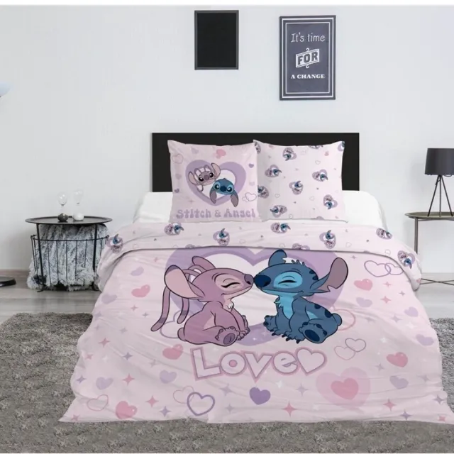 Disney Lilo & Stitch Dekbedovertrek Love - 240 x 220 cm / 65 x 65 cm - Polycotton Roze