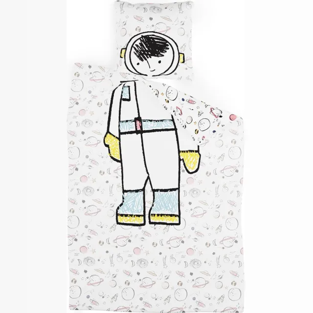 Sleepwise Kinderbeddengoed | OEKO-Tex gecertificeerd 2-delig beddengoed kinderen met kussensloop | Extra zacht microvezel kinderbeddengoed set met ritssluiting | Astronaut