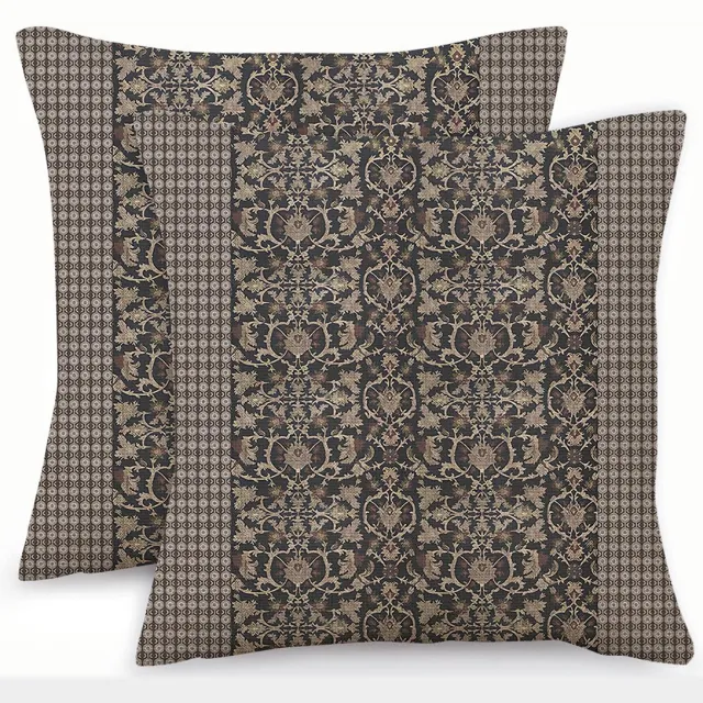 Ibenzoa Decoratieve vierkante linnen kussenslopen set van 2 voor binnen en buiten gebruik bruin