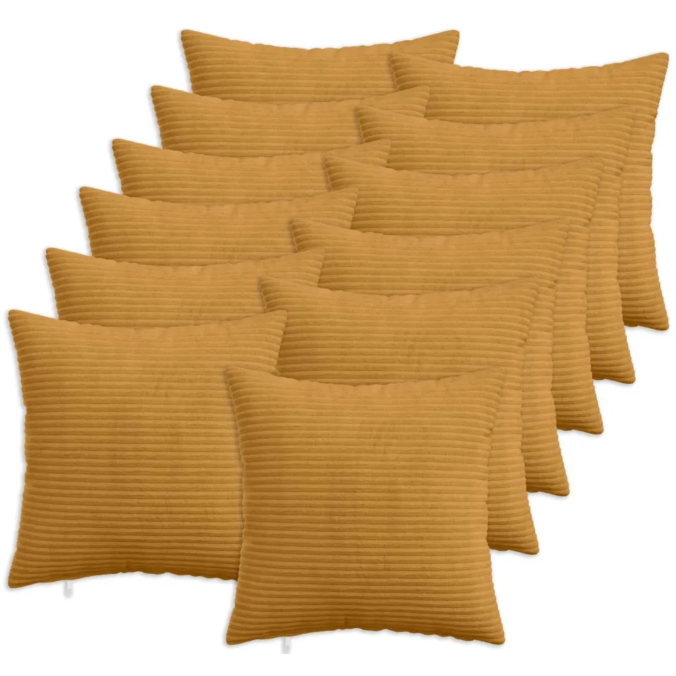 vidaXL Kussensloop 12 st HEERLEN Geel 45 x 45 cm corduroy