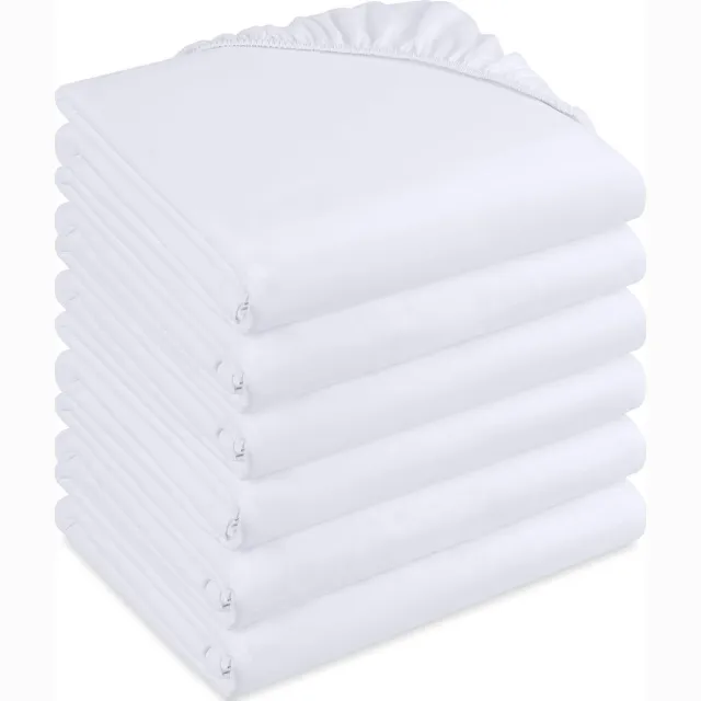 Hometexile Set van 6 hoeslakens van , wit, geborsteld microvezel hoeslaken, 35 cm diepe tas Set van 6 hoeslakens van , wit, gemaakt van geborsteld microvezel hoeslaken met een diepe tas van 35 cm.