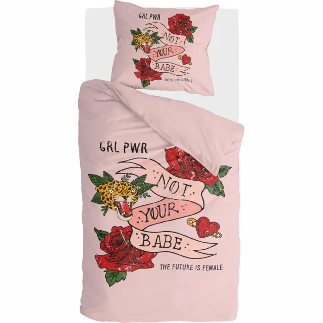 BYRKLUND Dekbedovertrek Not Your Babe - 140x220 - 100% Katoen - Roze