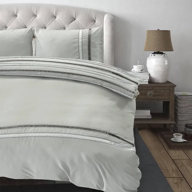 Zydante Dekbedovertrek - Hotel Home Collection - Las Vegas - Zilver Grijs