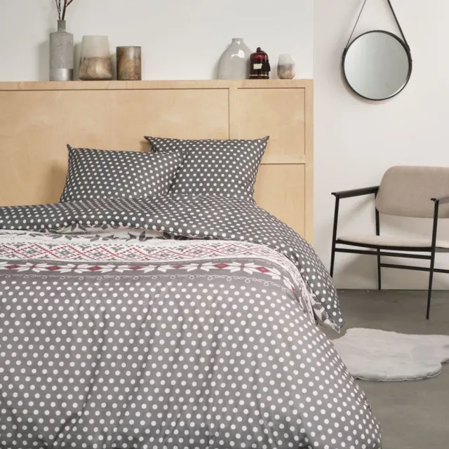 Today Flanel dekbedovertrek - 240x220 snow dots grey Grijs